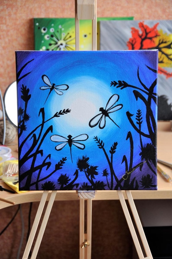 Dragonfly Painting Easy Inspired - Dragonfly Pond Easy Beginner Acrylic Painting Tutorial